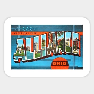 Greetings from Alliance, Ohio - Vintage Large Letter Postcard Sticker